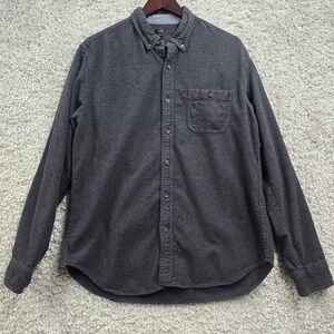 J Crew Shirt Mens Large Gray Flannel Elbow Patch Button Up Long Sleeve Casual